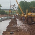 New pipeline construction with JCB digging equipment