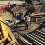 Workers are working for the New pipeline construction
